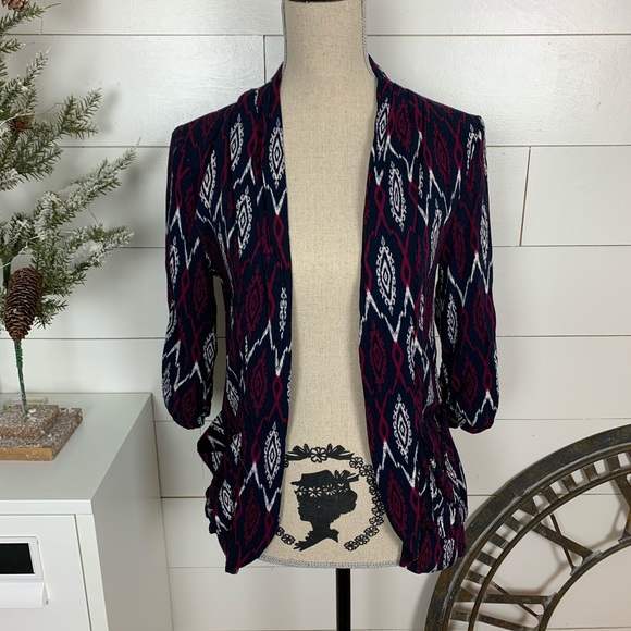 ❌SOLD❌ Aztec Print Navy Fitted Blazer Jacket F21 - Picture 4 of 8